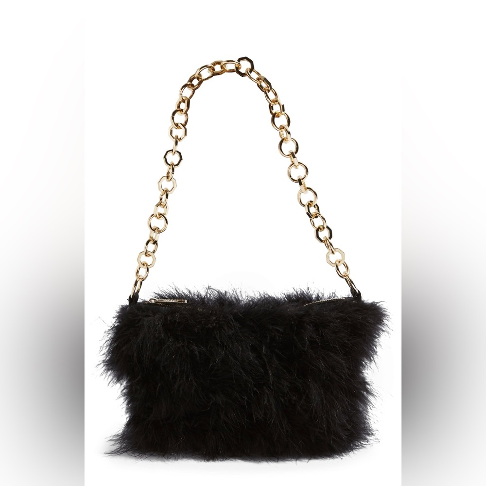 Topshop Feather Shoulder Bag with Gold Chain